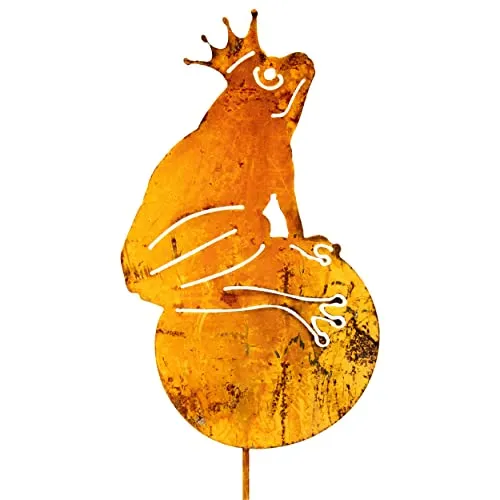 Blümelhuber Froschköing Roststecker Frosch Figur in Rostoptik Gartenstecker Rost Gartendeko Metall