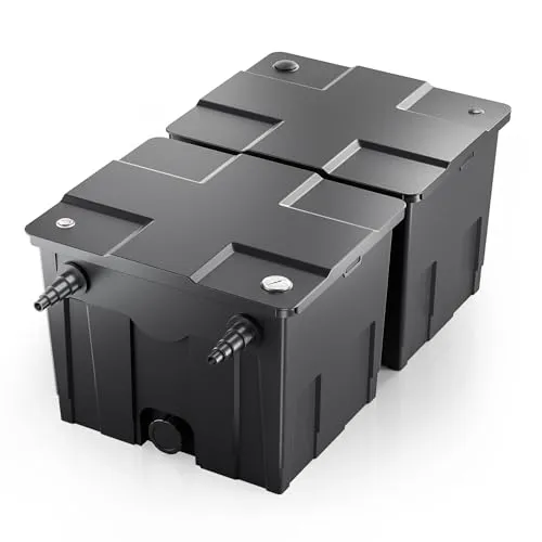 SunSun Bio CBF-350B Teichfilter - Gartenteichfilter für Teiche bis 60.000 Liter, inklusive 4 groben und 4 feinen Filterschwämmen für eine umfassende Reinigung und einfache Wartung durch Schmutzablass.