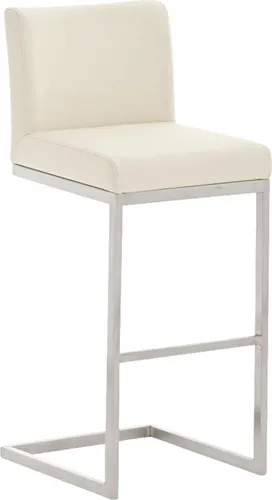 DELUKE Barhocker COBAS Kunstleder Creme – Moderner Tresenstuhl mit Lehne