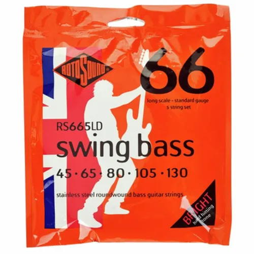 Rotosound RS665LD Swing Bass E-Bass Saiten - Gitarren- & Bass-Zubehör, 5-Saiter Satz aus Edelstahl für hervorragenden Klang und Langlebigkeit, ideal für professionelle Bassisten.