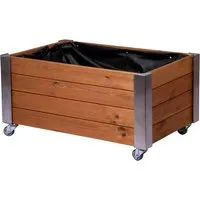 dobar Rollbares Hochbeet »Rollfi« aus Kiefernholz - Holz-Hochbeet mit Rollen für einfache Mobilität, wetterfest lasiert und inklusive Pflanzenvlies für mühelose Bepflanzung. Handgefertigte Qualität aus FSC®-zertifiziertem Kiefer.