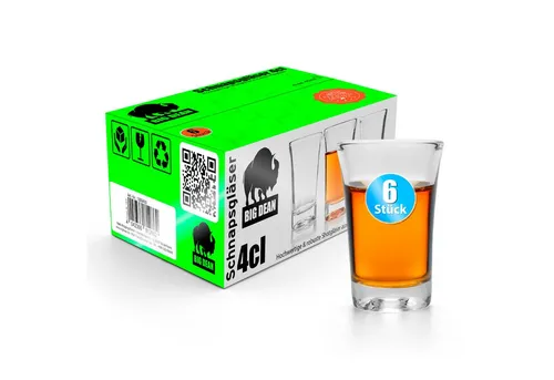 BigDean 6 Stück Schnapsgläser 4cl – Shotgläser in Gastro-Qualität & Geschenkbox
