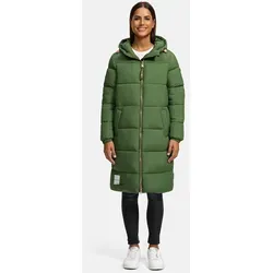 MARIKOO Damen Winterjacke N024 - Lang geschnittene Steppjacke mit gefütterter Kapuze - Funktionsjacken für Damen, ideal für kalte Tage mit Wärme speichernder Funktion und 4 praktischen Taschen für zusätzlichen Komfort.