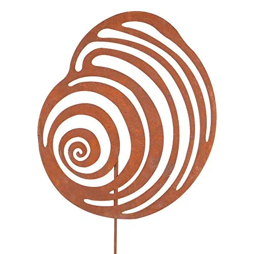 UNUS Gartendeko Gartenstecker aus Edelrost Metall Muschel groß 43cm für Garten Terrasse oder Balkon