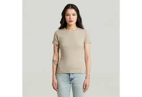 G-STAR T-Shirt Slim Rib Wmn Rundhals beige S (36) - Stylisches Slim Fit T-Shirt aus einer hochwertigen Baumwoll-Elasthan-Mischung. Atmungsaktiv und elastisch für optimalen Tragekomfort im Alltag.