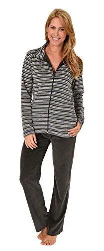 NORMANN-Wäschefabrik Langer Nicky Damen Hausanzug - Warmer Damen Hausanzug mit Reißverschlussjacke, ideal für kühle Tage. Bequeme Passform und praktische Seitentaschen bieten hohen Komfort. Pflegeleicht und schadstofffrei.