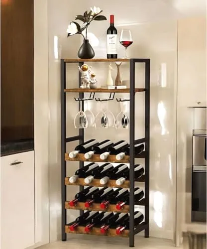 DanDiBo Weinregal Metall Schwarz mit Glashalter