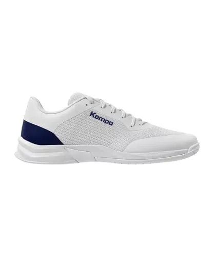 Kempa Unisex Kourtfly Three Sport-Schuhe, weiß/blau, 42.5 EU - Herren-Handballschuhe mit innovativer Gummisohle für perfekten Halt auf Hallenböden und atmungsaktivem Obermaterial für höchsten Tragekomfort.