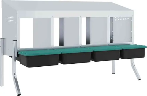 vidaXL Hühner-Nistkasten mit 4 Fächern aus verzinktem Stahl - Geflügelställe & Geflügelkäfige – Robuster Nistkasten für komfortable Legeplätze und müheloses Eiersammeln, ideal für eine ruhige Hühnerhaltung.