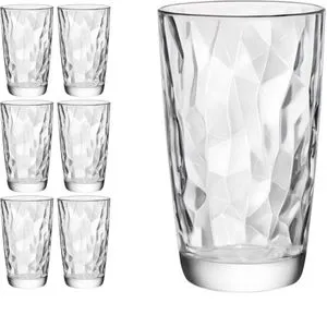 Bormioli Rocco Diamond Longdrinkglas 470 ml - 6 Stück - Longdrinkgläser aus hochwertigem Glas, ideal für Cocktails und kalte Getränke. Spülmaschinenfest und in premium Qualität von Bormioli Rocco für jeden Anlass.