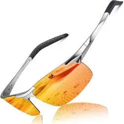 Sonnenbrille Polarisiert Herren Silberrahmen Rot Verspiegelte Linse - Stylische Sonnenbrille mit polarisierten Linsen für Herren. Der leichte Silberrahmen und die auffällige rote Verspiegelung sorgen für optimalen Tragekomfort und klaren Blick. Ideal für Outdoor-Aktivitäten und sonnige Tage.