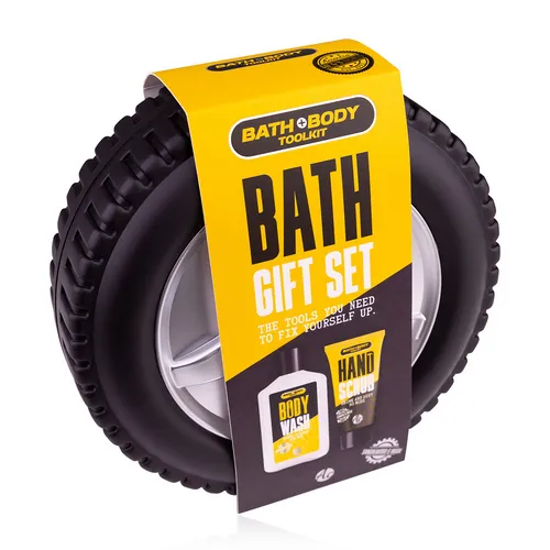 Geschenkset Männer Hardcase in Reifenform Autoreifen Duschbad 160 ml + Handseife
