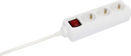 UNITEC Tischsteckdose mit Stecker Schalter, 3-Fach, 3 m, H05VV-F3G1.5 mm2, weiß