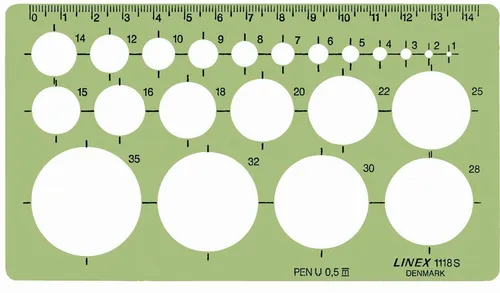 Linex Zeichenschablone Kreis-Schablone 118S 1-35mm 22 Kreise grün