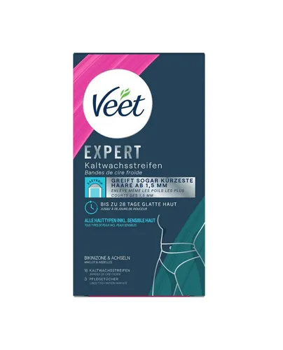 Produktbild Veet Kaltwachsstreifen EXPERT, 16 St., Für Bikinizone & Achseln,