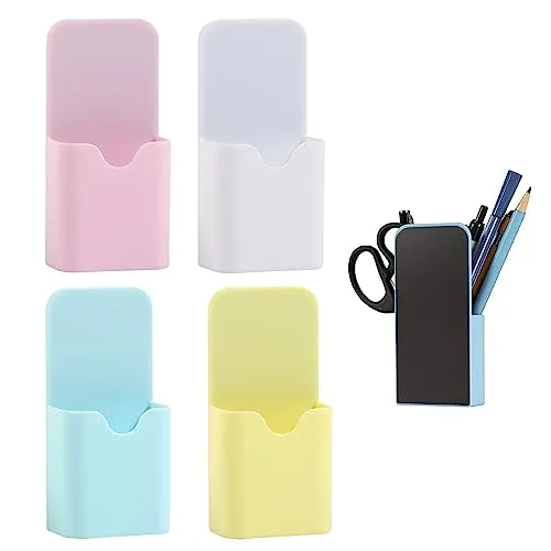 JSUOEO 4 Stück Magnetisch Marker Halter Magnetischer Stifthalter Pen Container Markerhalterung Stifte Organizer Schulbedarf für Schulleben Zuhause Whiteboard Stifthalter (4 Farben)