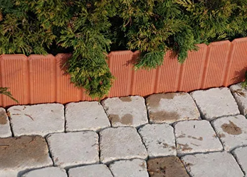 KAGM Beetumrandung Beeteinfassung Rasenkante Baumring Gartenpalisade [6,00 /Meter] | Terracotta