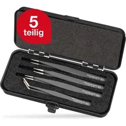 Wiha SMD-Pinzette Set Professional ESD - 5-tlg. inkl. Aufbewahrungsbox, antistatisch und ideal für elektronische Reparaturen
