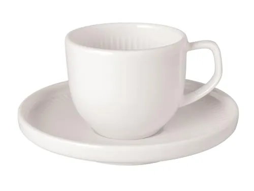 Villeroy & Boch Afina Espressotasse mit Untertasse, 2tlg - Espressotassen-Set aus hochwertigem Premium Porzellan in elegantem Weiß, ideal für stilvolle Kaffee-Präsentationen und ein Must-Have für jeden Espresso-Liebhaber.