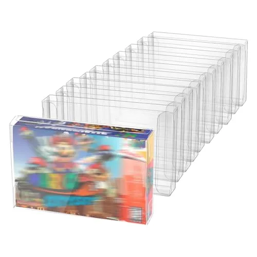 Mcbazel 10Pcs Schutzhüllen für Super SNES, Transparente Aufbewahrungsbox für Spielkarten Super SNES, Klarsichthüllen-Schutzhüllen Retro Game Protectors-Cases für Super SNES-Spiel(10er-Satz)