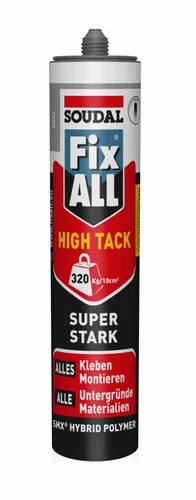 Soudal Montagekleber Fix ALL High Tack grau 420 g - 290 ml, extrem stark und vielseitig einsetzbar für zahlreiche Materialien