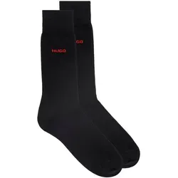 HUGO Businesssocken 2P RS UNI CC (Packung, 2-Paar, 2er Pack) mit kontrastfarbenem HUGO Logo-Schriftzug schwarz 43-46