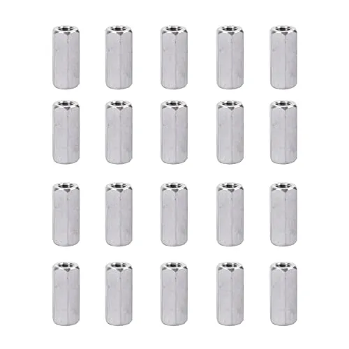 SyiXute 20 Stück Lange Stangenmutter,M6 Sechskant-Hülsenmutter,Sechskantkupplungsmutter,Kohlenstoffstahl Verzinkte Langmutter für Haushalts Bürogeräte Andere Maschinen (M6*10 * 20)