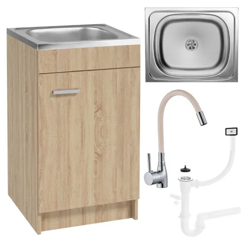 Stamar Spülenschrank Sonoma Eiche 50 cm mit Edelstahlspüle von Stamar