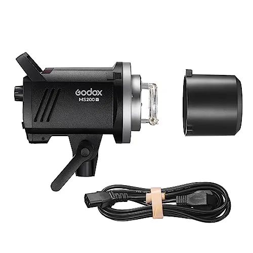 Godox MS200-V 200 W Blitzlicht verbessertes 2,4 G Wireless Studioblitzlicht GN53, 0,1–1,8 s, Recyclingzeit 5600 ± 200 K, mit 10 W LED-Einstelllampe, Bowens-Halterung für Mode,Werbung, Fotografie