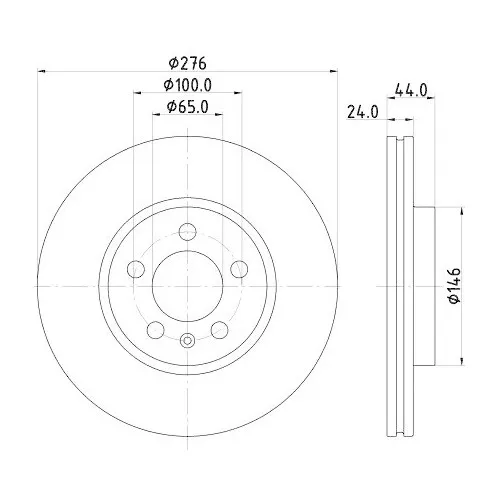 HELLA Bremsscheibe für VW, AUDI, SKODA - 8DD 355 132-891 - Hochwertige innenbelüftete Bremsscheibe mit 276 mm Durchmesser, ideal für zuverlässige Bremsleistung und Sicherheit an der Vorderachse von Fahrzeugen mit Scheibenbremse.