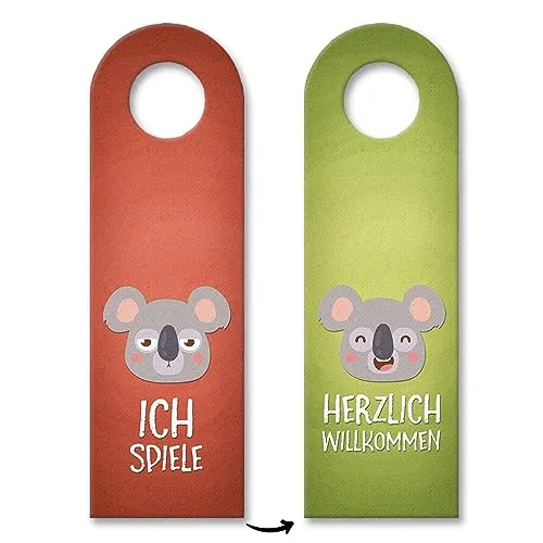 Ich spiele oder willkommen Türhänger mit Koala Motiv Kinderzimmer Kind Kinder