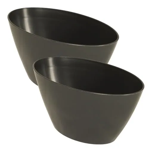 MePla - 2 Stück Orchideen-Schiffchen - wetterfestes Pflanzgefäß - UV-beständiger Blumenkübel - Pflanzschale - Schale - L 25 cm - anthrazit