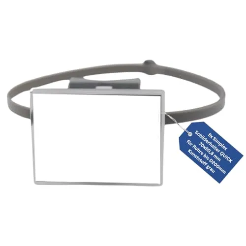 BADfabrik24 Simplex Schilderhalter QUICK 70×50,8 mm Grau – 5 Stück, für Rohre bis Ø200 mm, werkzeuglose Montage