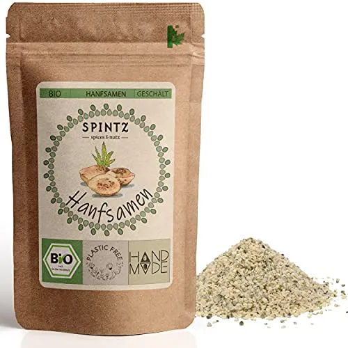 SPINTZ 500g Bio Hanfsamen geschält - ganze Hanfsaat aus kontrolliert biologischem Anbau - vegane Hanf Samen - Superfood mit hohem Proteingehalt - natürlich, ohne Zusätze | plastikfrei verpackt