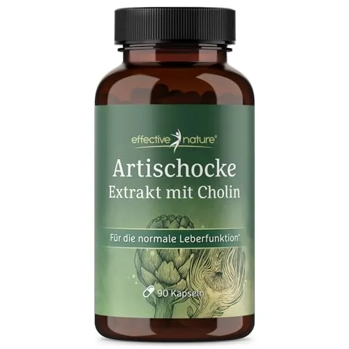 Artischocken Extrakt Kapseln - 6:1 hochdosiert - 2400 mg pro Tag - 2,5% Cynarin-Anteil - Mit Cholin für die normale Leberfunktion