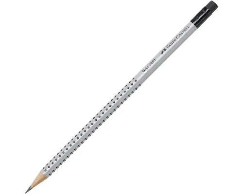 Faber-Castell Bleistift Grip 2001, HB (mittelweich), Dreikant mit Soft-Grip-Zone und Radiergummi
