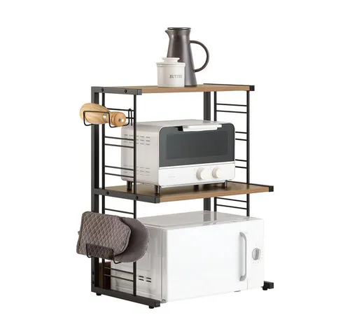 SoBuy Küchenregal KCR08 - Regal für die Küche mit 3 Ablagen und 2 Flaschenhaltern, ideal für platzsparende Aufbewahrung und einfache Selbstmontage.