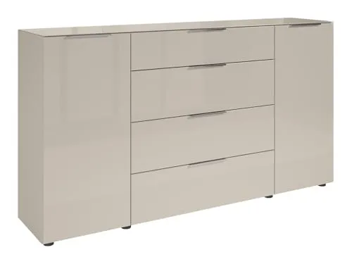 moebel-dich-auf Sideboard Kommode Trend 4, Front und Oberboden aus Glas, Metallgriffe, Soft-Close, (BxHxT) 180x99x40 cm (Kaschmir)