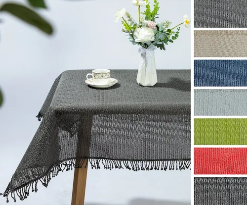 Beautex Tischdecke Moa Weichschaum Tischdecke mit Fransen Garten, Balkon, Terrasse (1-tlg)