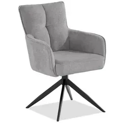 SetOne by Musterring Armlehnstuhl - 360° drehbar in Grau und Schwarz - Stühle mit hochwertigem Metall- und Textil-Material, individuell wählbare Stoffe und eine drehbare Sitzfläche für optimalen Komfort und Flexibilität.