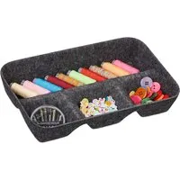 Relaxdays Schubladen Organizer Filz Dunkelgrau 29,5 cm x 19 cm x 5,5 cm 120 g