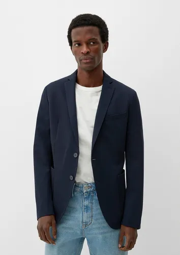 s.Oliver Slim: Joggsuit-Sakko aus Stretch-Jersey - Stylisches Slim Fit Sakko aus elastischem Stretch-Jersey mit Piquéstruktur. Ideal für lässige Anlässe, kombiniert Komfort und elegantes Design. Aus hochwertigem Material mit Reverskragen und praktischer aufgesetzter Tasche.