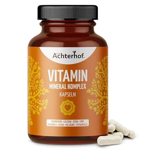 Vitamin Mineral Komplex 150 Kapseln | 8 essentielle Vitamine und Mineralien - Multivitaminpräparate & Mineralien mit 8 lebenswichtigen Vitaminen und Mineralstoffen für optimale Energie und Leistungsfähigkeit im Alltag.