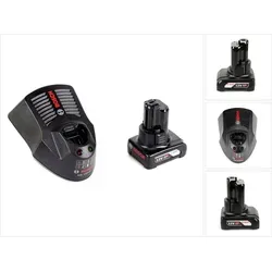 Bosch Starter Set 1x GBA 12 V 6,0 Ah Akku + GAL 1230 CL Schnell Ladegerät - Elektrowerkzeug-Akkus, leistungsstarker 6 Ah Lithium-Ionen Akku mit Schnellladegerät für effizientes Arbeiten und längere Einsatzzeiten.