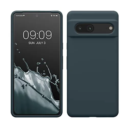 kwmobile Handyhülle für Google Pixel 7 Hülle, für Pixel 7 Case - Hülle Silikon - kabelloses Laden - Dunkler Schiefer