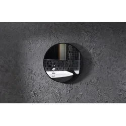Forte Bobby Rund 60 cm - LED Spiegel mit schwarzem Rahmen - Eleganter runder Spiegel mit integrierter LED-Beleuchtung für warmes Licht. Ideal für jeden Raum, bietet Stil und schafft eine angenehme Atmosphäre. Feuchtraumgeeignet und mit vormontierter Befestigung.