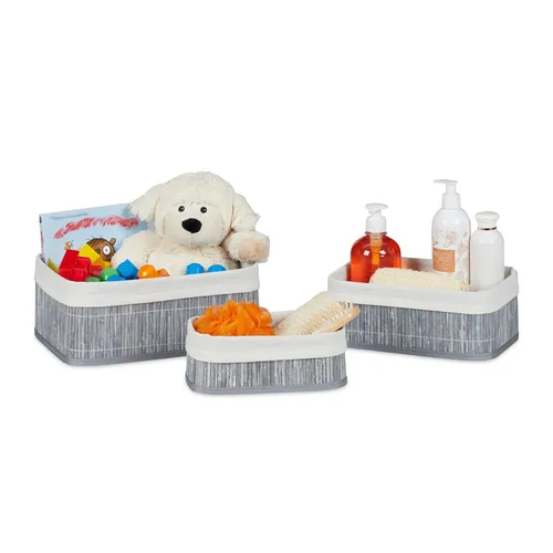 Aufbewahrungskorb Dekokorb Allzweckbox 6 Stück grau Regalkorb rechteckig