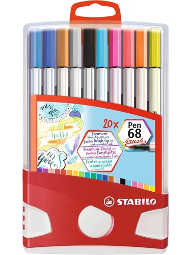 STABILO Pen 68 Colorparade - 20 Pinsel in leuchtenden Farben - Schreibutensilien mit 20 hochwertigen Pinselstiften, ideal für kreative Projekte und brillante Farbgestaltung.