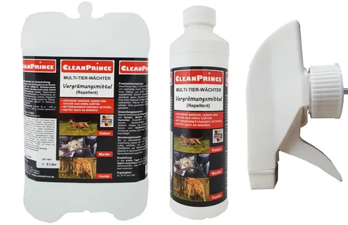 CleanPrince Marderspray Multi-Tier-Wächter 5500 ml - Effektives Marderspray für den gezielten Einsatz. Einfach aufsprühen und unerwünschte Tiere fernhalten. Ideal für Haustierbesitzer und zur Unterstützung der Pflege Ihrer Umgebung.