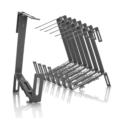 BigDean Blumenkastenhalterung 8 Stück Anthrazit – Flexible Halter für Balkon und Geländer